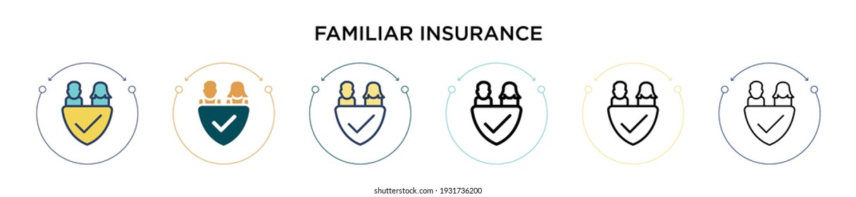 Familiar insurance icon in filled, thin line, outline and stroke style. Vector illustration of two colored and black familiar insurance vector icons designs can be used for mobile, ui, web