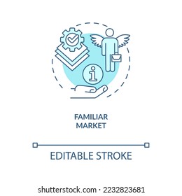 Familiar market concept turquoise icon. Experience in industry. Similar business abstract idea thin line illustration. Isolated outline drawing. Editable stroke. Arial, Myriad Pro-Bold fonts used