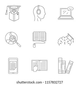Familiarization icons set. Outline set of 9 familiarization vector icons for web isolated on white background