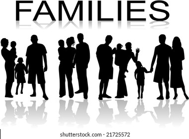 Families - black people silhouette , vectors work