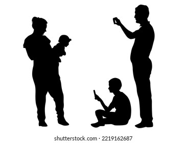 Families with child on white background