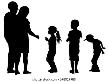 Families with child on white background