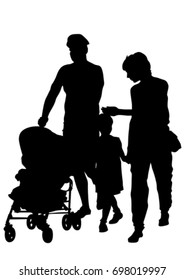 Families with child on white background