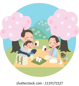 Families enjoy the cherry blossoms