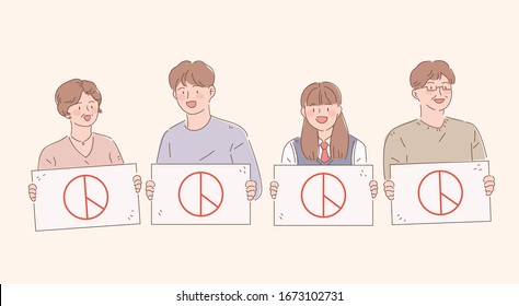 Familien, die Papiere mit Stimmmuster auf ihnen gedruckt haben. Illustration über den Wahltag.
