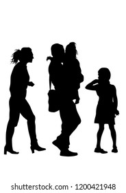 Families with little child on white background