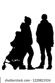 Families with little child on white background