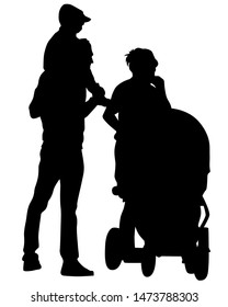 Families with little child on white background