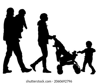Families with little child on white background