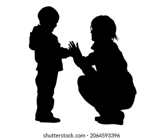 Families with little child on white background