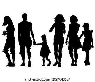Families with little child on white background