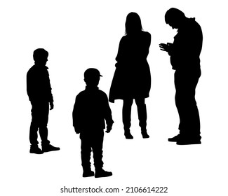 Families with little child on white background