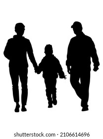 Families with little child on white background