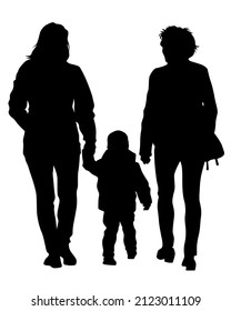 Families with little child on white background