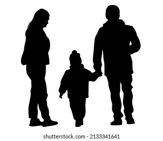 Families with little child on white background