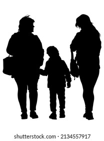 Families with little child on white background