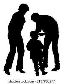 Families with little child on white background