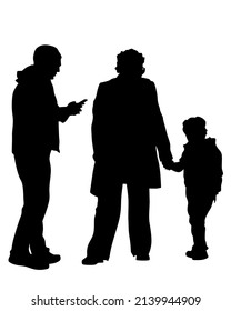 Families with little child on white background