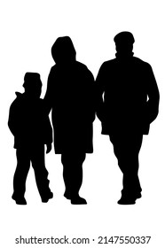 Families with little child on white background