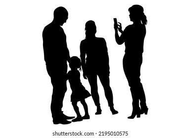 Families with little child on white background