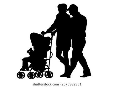 Families with little child on white background