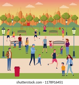 Families in park