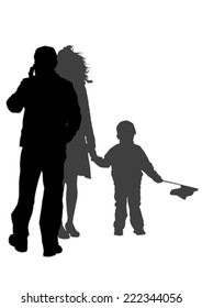 Families people with little child on white background