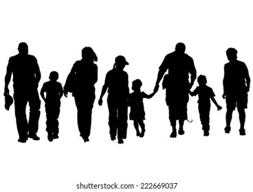 Families people with little child on white background