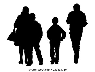 Families people with little child on white background