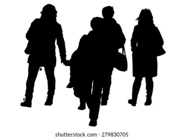 Families people with little child on white background