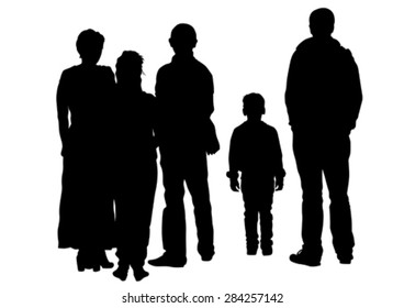 Families people with little child on white background