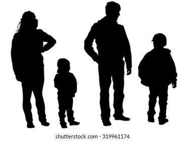 Families people with little child on white background