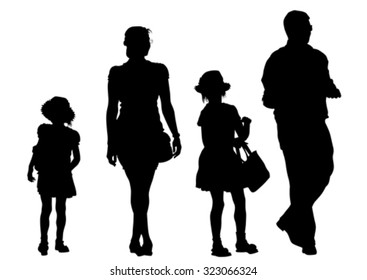 Families people with little child on white background