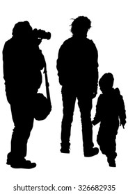 Families people with little child on white background