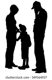 Families people with little child on white background