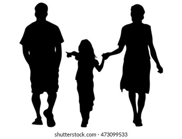 Families people with little child on white background