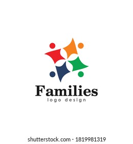 families and people together logo design mondern concept with colorfull