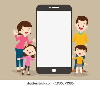 Families using mobile applications, family and online media, shopping, communication, video calls, education
