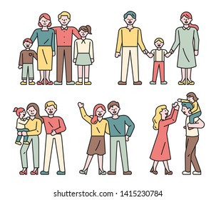 Families of various members. flat design style minimal vector illustration