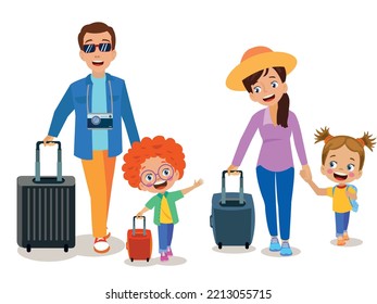 Familly Tour Banner Template Happy Parents And Their Daughter Travelling Together