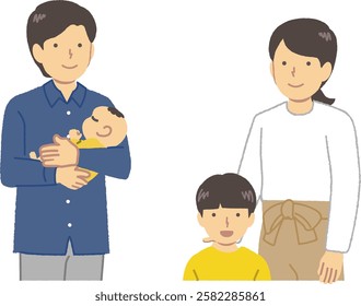 Family 2 households illustration material : Vector