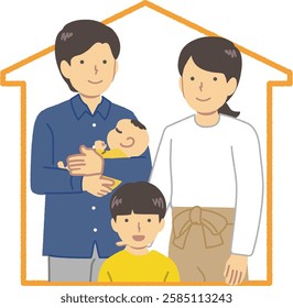 Family 2 households illustration material : Vector