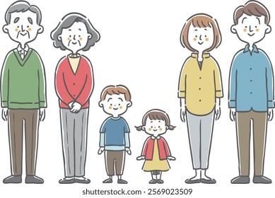 Family 3 Generations Illustration Vector