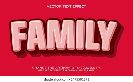 efecto de texto 3d familiar, fuente editable, tipografía