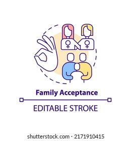 Family Acceptance Concept Icon. Relationship Conflict. Issue Within LGBT Couples Abstract Idea Thin Line Illustration. Isolated Outline Drawing. Editable Stroke. Arial, Myriad Pro-Bold Fonts Used