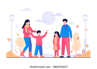 family activities in the fall concept illustration