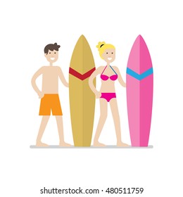 Family activities. Playing together. Man and woman surfing
