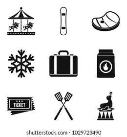Family activity icons set. Simple set of 9 family activity vector icons for web isolated on white background