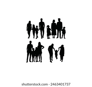 Family Activity Silhouettes, art vector design
