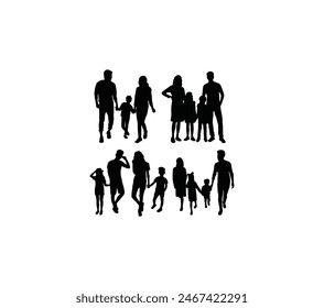 Siluetas de la actividad familiar, diseño del Vector del arte